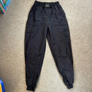 Black Track Suit Jogger Buckle Pants